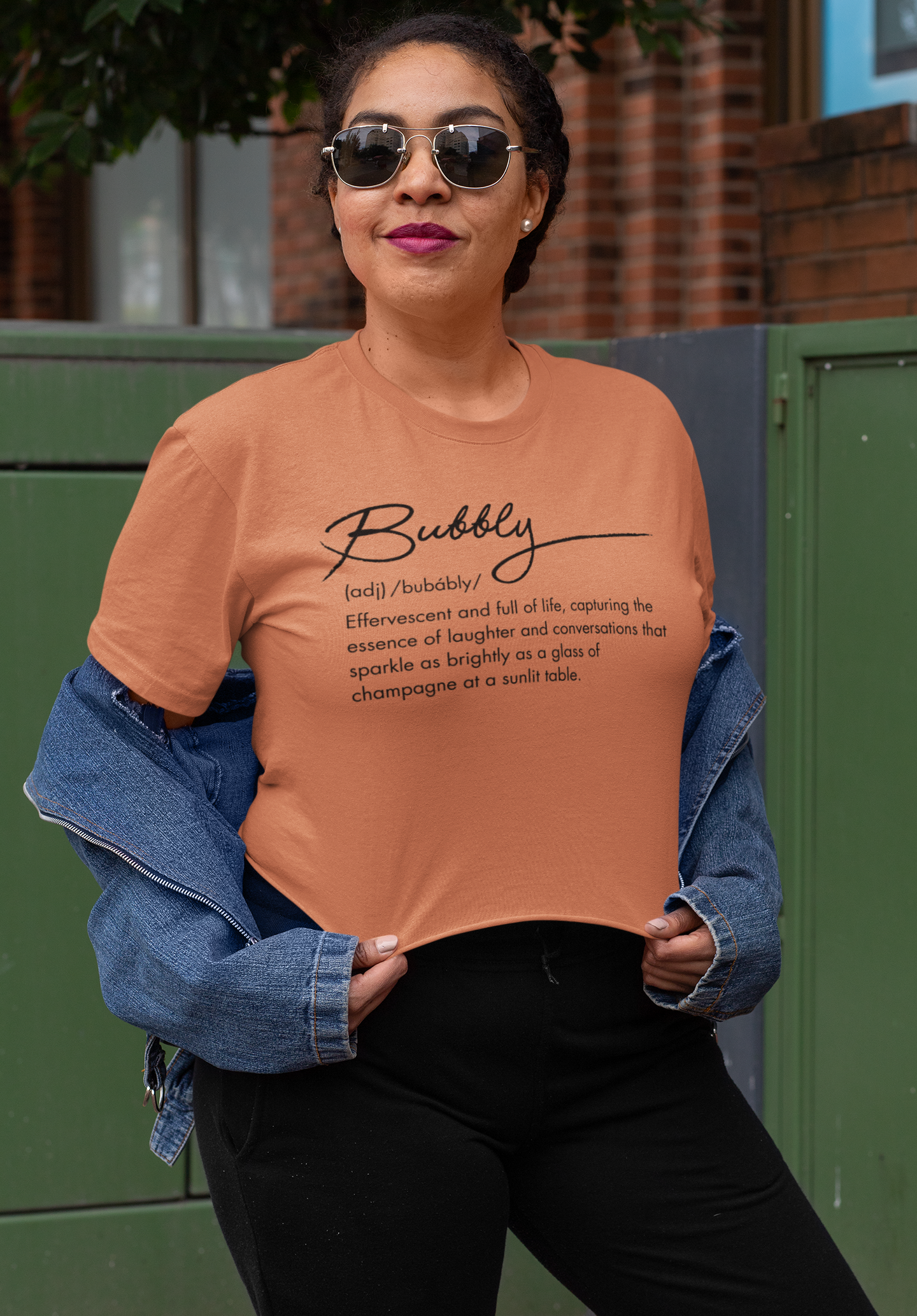 Bubbly Spirit Cropped Typography Tee