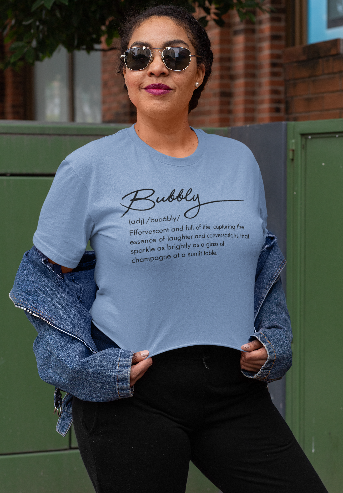 Bubbly Spirit Cropped Typography Tee