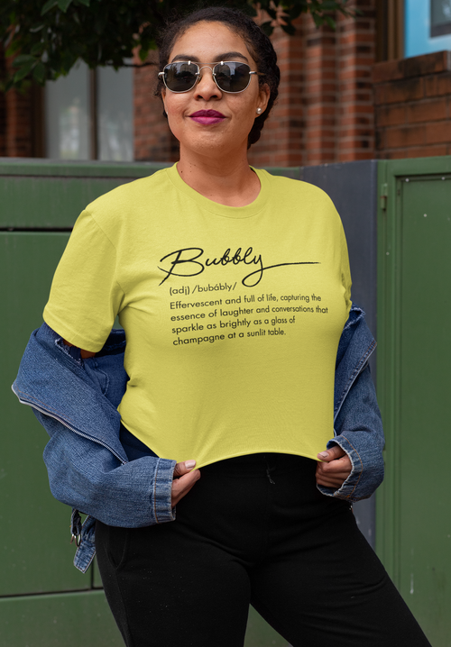 Bubbly Spirit Cropped Typography Tee